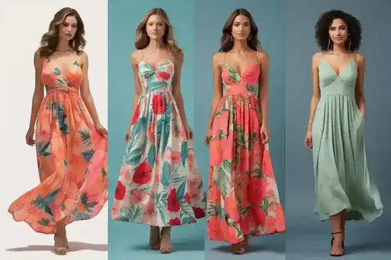 Different styles of summer dresses that hide belly bulge