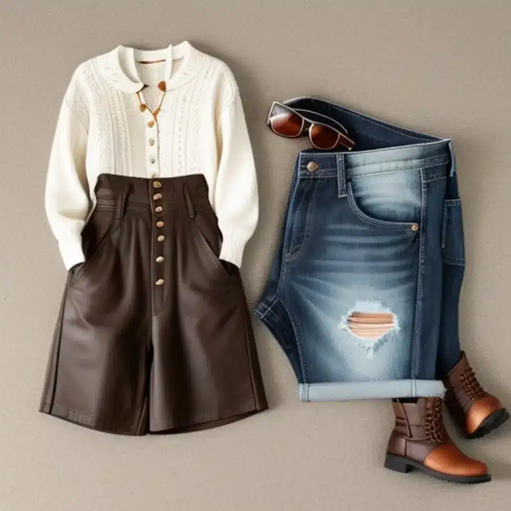 Shorts and boots outfit ideas